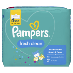 Пелюшки та серветки - Вологі серветки Pampers Fresh clean 4x52 шт (8001841077949) Пелюшки та серветки - Вологі серветки Pampers Fresh clean 4x52 шт (8001841077949)