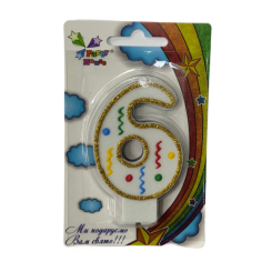 Аксесуари для свят - Свічка Party House Цифра 6 (4823848301605) Аксесуари для свят - Свічка Party House Цифра 6 (4823848301605)