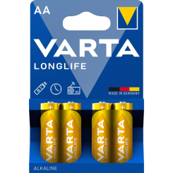 Акумулятори і батарейки - Батарейки VARTA Longlife AA BLI 4 шт алкалінові (4008496525157) Акумулятори і батарейки - Батарейки VARTA Longlife AA BLI 4 шт алкалінові (4008496525157)
