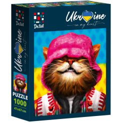 Пазли - Пазли De.tail Радісний кіт у рожевій панамі (DT1000-07) Пазли - Пазли De.tail Радісний кіт у рожевій панамі (DT1000-07)