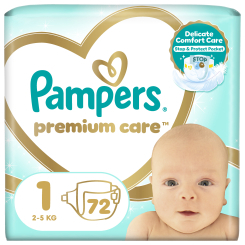 Підгузки - Підгузки Pampers Premium care S1 2-5 кг 72 шт (8006540858073) Підгузки - Підгузки Pampers Premium care S1 2-5 кг 72 шт (8006540858073)