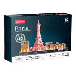 3D-пазли - Тривимірний пазл CubicFun City line Париж із LED-підсвічуванням (L525h) 3D-пазли - Тривимірний пазл CubicFun City line Париж із LED-підсвічуванням (L525h)