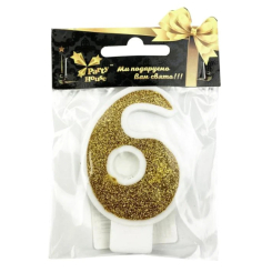 Аксесуари для свят - Свічка Party House Цифра 6 золота (4823848300141) Аксесуари для свят - Свічка Party House Цифра 6 золота (4823848300141)