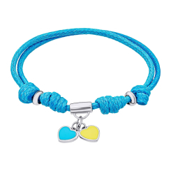 Ювелірні прикраси - Браслет на шнурку UmaUmi Україна з підвісами-серцями із жовтою та блакитною емаллю (2210000019140) Ювелірні прикраси - Браслет на шнурку UmaUmi Україна з підвісами-серцями із жовтою та блакитною емаллю (2210000019140)