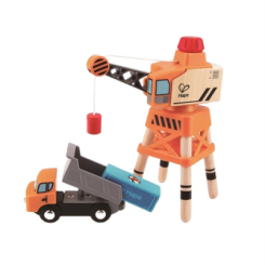 Залізниці та потяги - Ігровий набір Hape Підйомний кран та вантажівка (E3715) Залізниці та потяги - Ігровий набір Hape Підйомний кран та вантажівка (E3715)