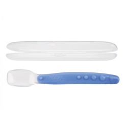 Дитячий посуд та аксесуари - Силіконова ложка з контейнером Nuby синя (5555/5555blu) Дитячий посуд та аксесуари - Силіконова ложка з контейнером Nuby синя (5555/5555blu)