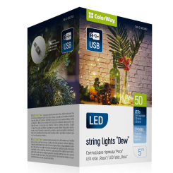 Аксесуари для свят - Світлодіодна гірлянда-роса СolorWay LED 50 5 м 8 функцій теплий колір USB (CW-G-50L5NU) Аксесуари для свят - Світлодіодна гірлянда-роса СolorWay LED 50 5 м 8 функцій теплий колір USB (CW-G-50L5NU)