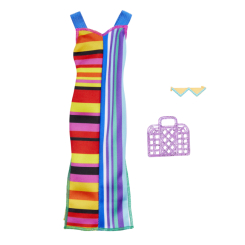 Одяг та аксесуари - Набір одягу Barbie Готові наряди Сукня різнокольорова в полосочку (GWD96/HJT22) Одяг та аксесуари - Набір одягу Barbie Готові наряди Сукня різнокольорова в полосочку (GWD96/HJT22)