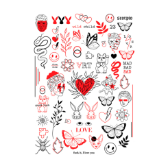 Косметика - Набір тату для тіла Arley Sign Чорно червона еклектика (1412) Косметика - Набір тату для тіла Arley Sign Чорно червона еклектика (1412)