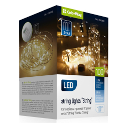 Аксесуари для свят - Світлодіодна гірлянда-струна СolorWay LED 100 10м теплий колір 3AA Battery (CW-G-100L10NB) Аксесуари для свят - Світлодіодна гірлянда-струна СolorWay LED 100 10м теплий колір 3AA Battery (CW-G-100L10NB)
