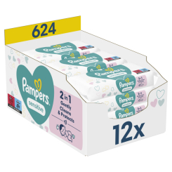 Пелюшки та серветки - Вологі серветки Pampers Sensitive 12x52 шт (8001841041483) Пелюшки та серветки - Вологі серветки Pampers Sensitive 12x52 шт (8001841041483)