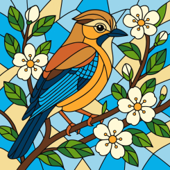 Товари для малювання - Картина за номерами Ідейка Вітраж сойка 30 х 30 см (KHO6789) Товари для малювання - Картина за номерами Ідейка Вітраж сойка 30 х 30 см (KHO6789)