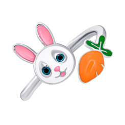 Ювелірні прикраси - Каблучка UmaUmi Zoo Зайчик з морквою із біло-рожевою та помаранчевою емаллю (2210000018969) Ювелірні прикраси - Каблучка UmaUmi Zoo Зайчик з морквою із біло-рожевою та помаранчевою емаллю (2210000018969)