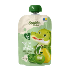 Солодощі - Пюре Galicia Baby яблучно-грушево-шпинатне 90 г (4820209564426) Солодощі - Пюре Galicia Baby яблучно-грушево-шпинатне 90 г (4820209564426)