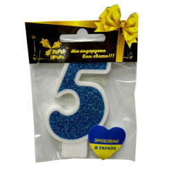 Аксесуари для свят - Свічка Party House Цифра 5 велика блакитна (4823848300455) Аксесуари для свят - Свічка Party House Цифра 5 велика блакитна (4823848300455)