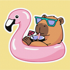 Товари для малювання - Картина за номерами Ідейка Капібара у відпустці 40х40 см (KHO6743) Товари для малювання - Картина за номерами Ідейка Капібара у відпустці 40х40 см (KHO6743)