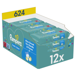 Пелюшки та серветки - Вологі серветки Pampers Fresh clean 12x52 шт (8001841078441) Пелюшки та серветки - Вологі серветки Pampers Fresh clean 12x52 шт (8001841078441)