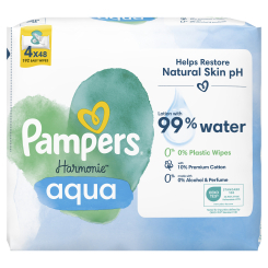 Пелюшки та серветки - Вологі серветки Pampers Harmonie aqua 4х48 шт (8006540556139) Пелюшки та серветки - Вологі серветки Pampers Harmonie aqua 4х48 шт (8006540556139)