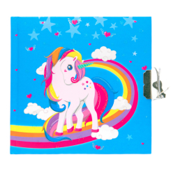 Канцтовари - Блокнот Malevaro Єдиноріг з веселкою на замочку блакитний (482006-U) Канцтовари - Блокнот Malevaro Єдиноріг з веселкою на замочку блакитний (482006-U)