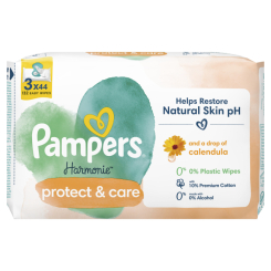 Пелюшки та серветки - Вологі серветки Pampers Harmonie Захист та догляд 3х44 шт (8700216250672) Пелюшки та серветки - Вологі серветки Pampers Harmonie Захист та догляд 3х44 шт (8700216250672)
