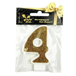 Аксесуари для свят - Свічка Party House Цифра 4 золота (4823848300127) Аксесуари для свят - Свічка Party House Цифра 4 золота (4823848300127)