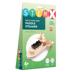 3D-пазли - 3D пазл StemX Дерев'яний колісний пароплав на батарейках (73728) 3D-пазли - 3D пазл StemX Дерев'яний колісний пароплав на батарейках (73728)