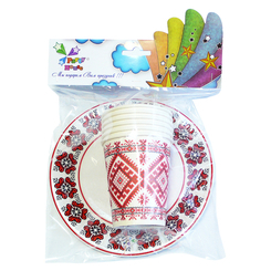 Аксесуари для свят - Посуд паперовий Party House Вишиванка 12 штук (4822621792562) Аксесуари для свят - Посуд паперовий Party House Вишиванка 12 штук (4822621792562)