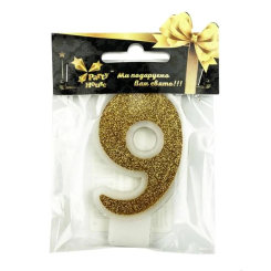 Аксесуари для свят - Свічка Party House Цифра 9 золота (4823848300172) Аксесуари для свят - Свічка Party House Цифра 9 золота (4823848300172)