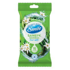 Антисептики і маски - Вологі серветки Smile Бамбук 15шт (42224930) Антисептики і маски - Вологі серветки Smile Бамбук 15шт (42224930)