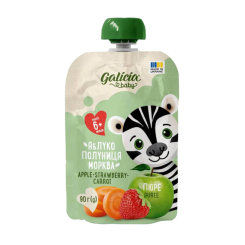 Солодощі - Пюре Galicia Baby яблучно-полунично-морквяне 90 г (4820209564563) Солодощі - Пюре Galicia Baby яблучно-полунично-морквяне 90 г (4820209564563)