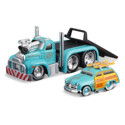 Транспорт і спецтехніка - Ігровий набір Maisto Muscle machines Трейлер-транспортер та машинка 1953 Mack B-61 Flatbed та 1950 Ford Woody (11532/1) Транспорт і спецтехніка - Ігровий набір Maisto Muscle machines Трейлер-транспортер та машинка 1953 Mack B-61 Flatbed та 1950 Ford Woody (11532/1)