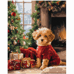 Товари для малювання - Картина за номерами Ідейка Пудель біля ялинки 40 х 50 см (KHO6832) Товари для малювання - Картина за номерами Ідейка Пудель біля ялинки 40 х 50 см (KHO6832)