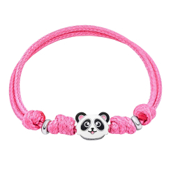 Ювелірні прикраси - Браслет на шнурку UmaUmi Панда з біло-чорною та рожевою емаллю (2210000018303) Ювелірні прикраси - Браслет на шнурку UmaUmi Панда з біло-чорною та рожевою емаллю (2210000018303)
