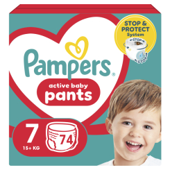 Підгузки - Підгузки-трусики Pampers Active baby Giant Plus 15+ кг 74 шт (8006540069622) Підгузки - Підгузки-трусики Pampers Active baby Giant Plus 15+ кг 74 шт (8006540069622)