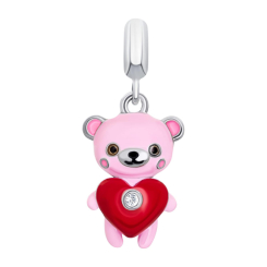 Ювелірні прикраси - Кулон UmaUmi Ведмежатко з серцем із рожевою, червоною емаллю та фіанітом (2210000018334) Ювелірні прикраси - Кулон UmaUmi Ведмежатко з серцем із рожевою, червоною емаллю та фіанітом (2210000018334)