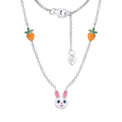 Ювелірні прикраси - Кольє UmaUmi Зайчик з морквою із біло-рожевою та помаранчевою емаллю (2210000018976) Ювелірні прикраси - Кольє UmaUmi Зайчик з морквою із біло-рожевою та помаранчевою емаллю (2210000018976)