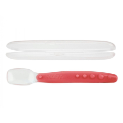 Дитячий посуд та аксесуари - Силіконова ложка з контейнером Nuby рожева (5555/5555pnk) Дитячий посуд та аксесуари - Силіконова ложка з контейнером Nuby рожева (5555/5555pnk)