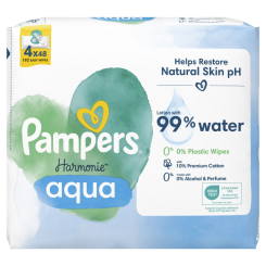 Пелюшки та серветки - Вологі серветки Pampers Harmonie aqua 4х48 шт (8006540556139) Пелюшки та серветки - Вологі серветки Pampers Harmonie aqua 4х48 шт (8006540556139)
