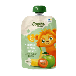 Солодощі - Пюре Galicia Baby яблучно-морквяно-бананове 90 г (4820209564402) Солодощі - Пюре Galicia Baby яблучно-морквяно-бананове 90 г (4820209564402)