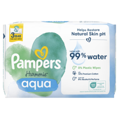 Пелюшки та серветки - Вологі серветки Pampers Harmonie aqua 3х48 шт (8006540458525) Пелюшки та серветки - Вологі серветки Pampers Harmonie aqua 3х48 шт (8006540458525)