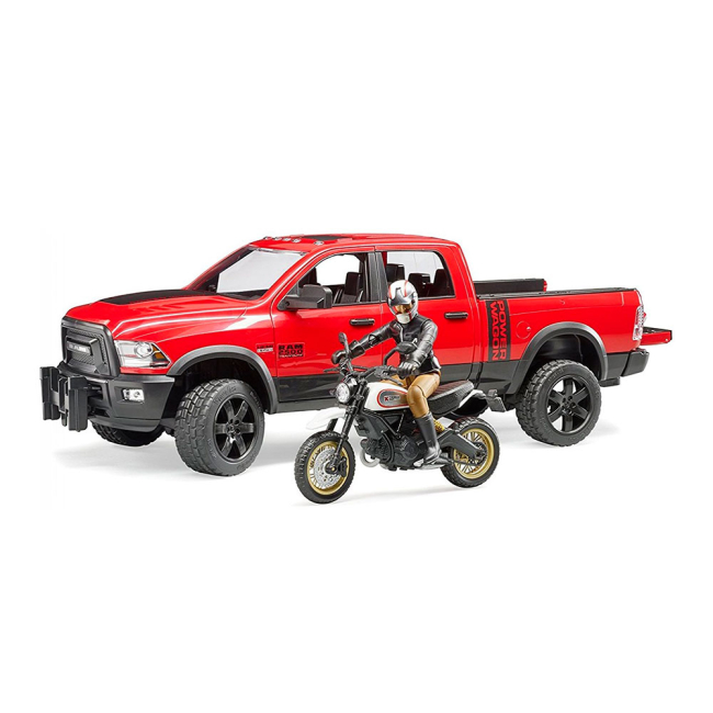 Автомоделі - Набір автомоделей Bruder Dodge RAM 2500 з мотоциклом Ducati та мотоциклістом (02502)#2