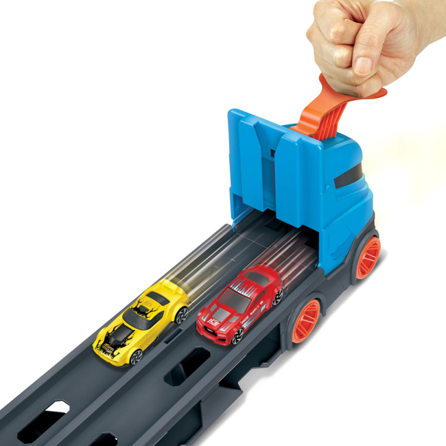 Автотреки - Трек Hot Wheels City Вантажівка-транспортер Суперперегони 2 в 1 (GVG37)#3