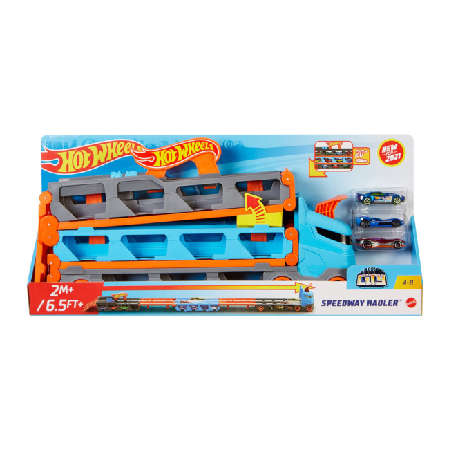 Автотреки - Трек Hot Wheels City Вантажівка-транспортер Суперперегони 2 в 1 (GVG37)#4