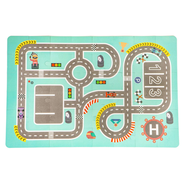 Розвивальні килимки - Дерев'яні кубики з килимком Ecotoys Кольорове місто (PH05D012)#2