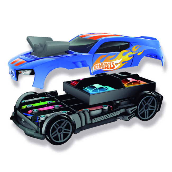 Паркінги і гаражі - Гоночний автомобіль-гараж Hot Wheels Синій 2 в 1 (HWCC15)#4