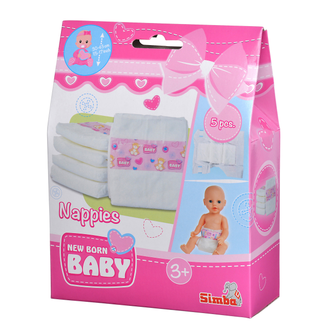 Одяг та аксесуари - Підгузки для пупса New Born Baby 30-43 см 5 штук (5560019)#3
