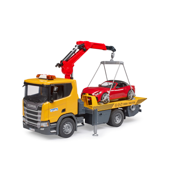 Транспорт і спецтехніка - Ігровий набір Bruder Евакуатор Scania Super 560R та автомобіль Roadster (03552)#4