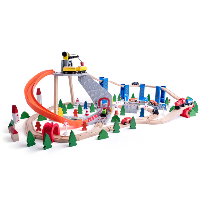 Залізниці та потяги - Ігровий набір Woody Залізнична колія з краном (90588)#2