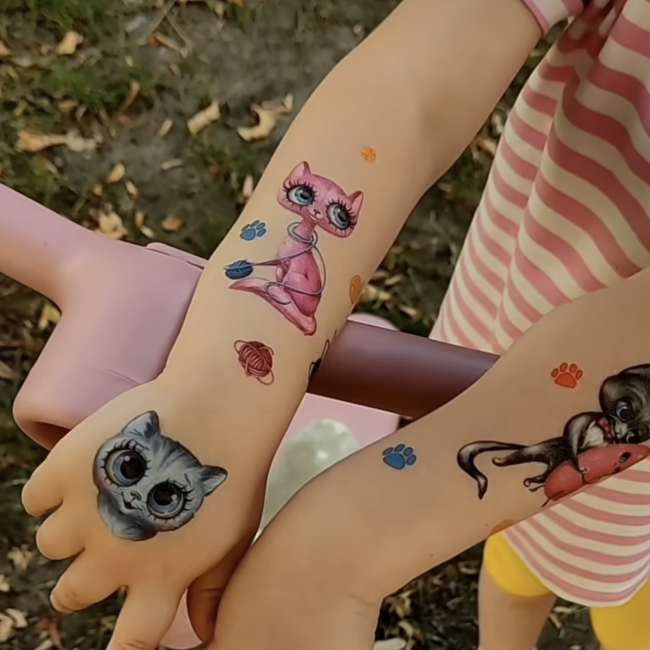 Косметика - Набір тату для тіла Arley Sign Коти-бешкетники (1808)#3