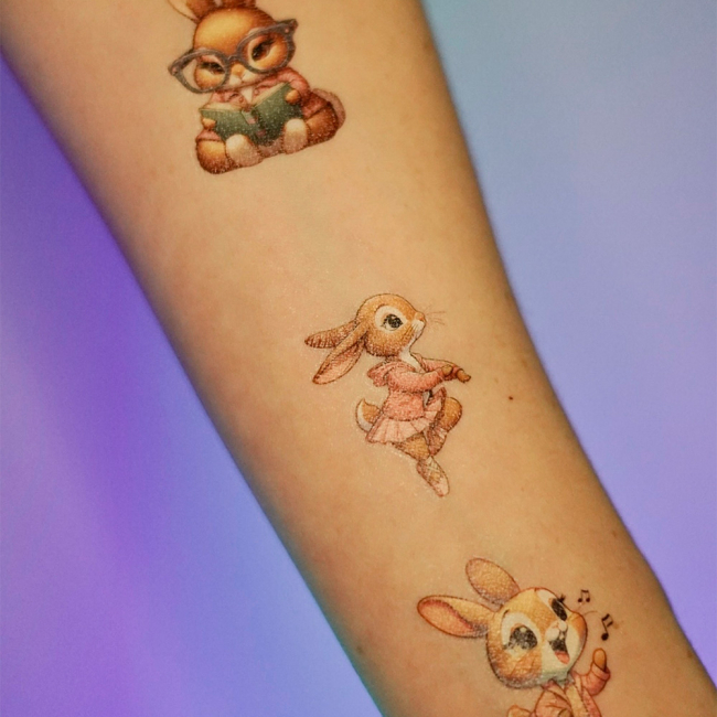 Косметика - Набір тату для тіла Arley Sign Рожеві зайці (2106)#5